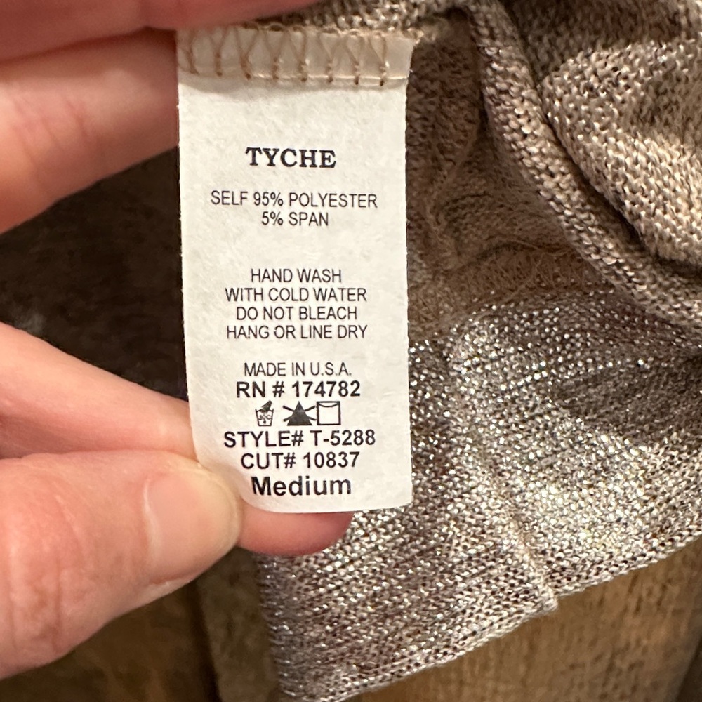 Tyche Shimmering Silver V-Neck Blouse - Picture 4 of 5